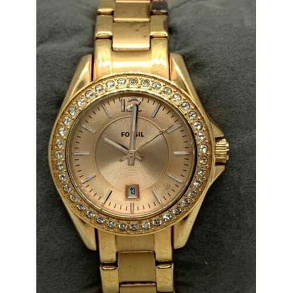 Fossil ES2889 Women's Watch Rose Gold Stainless Steel Date 30mm Case Analog D978 - Picture 1 of 9